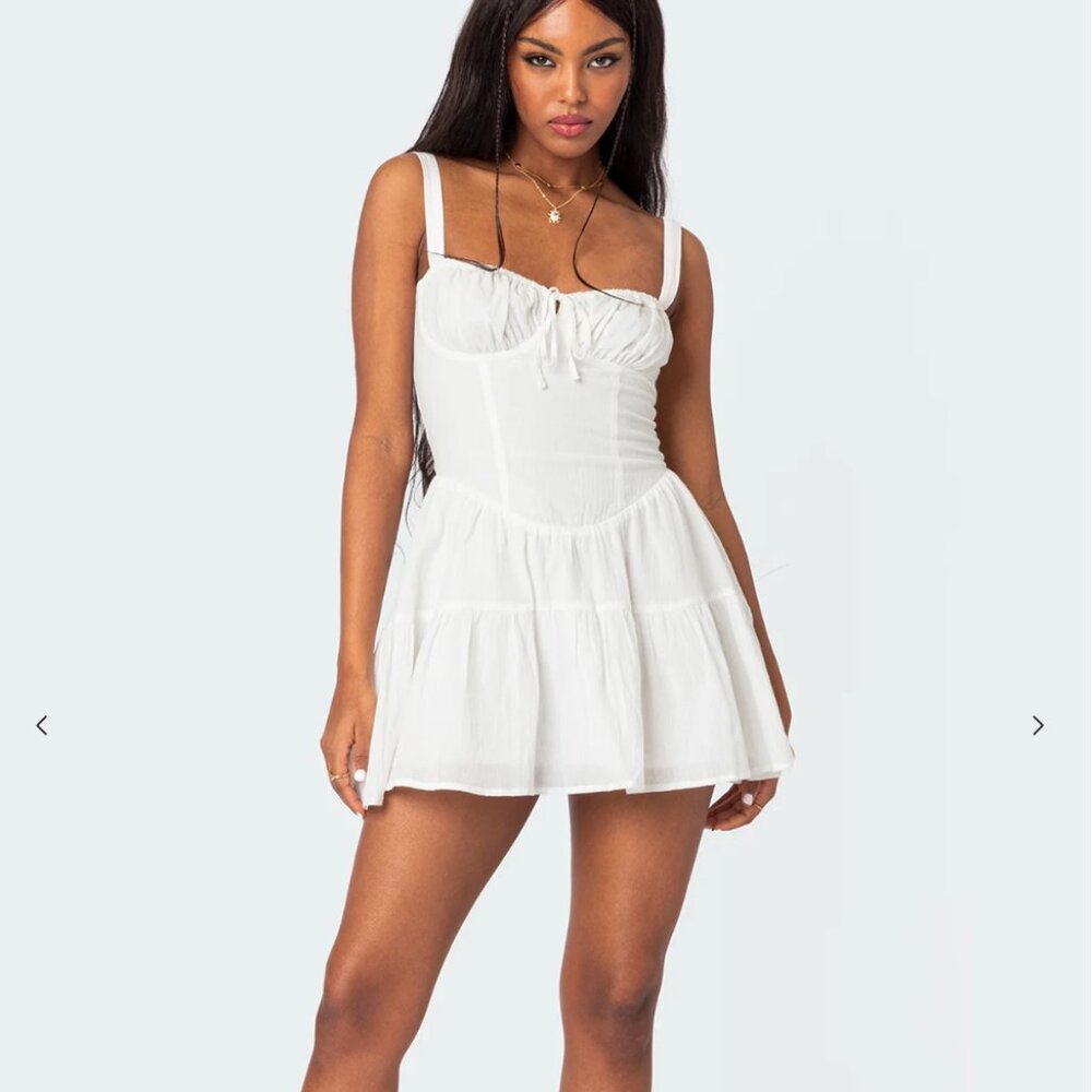 edikted Lenore Cupped Mini White Dress NEW XS - Picture 10 of 12